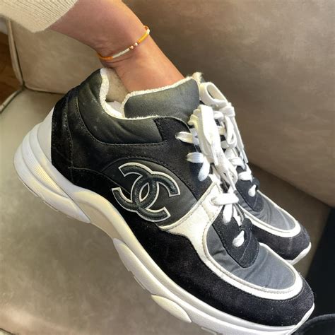 chanel trainers 2018 black|Chanel black trainers white sole.